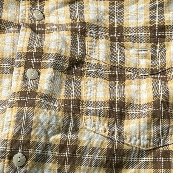 LL Bean Shirts Mens XL Short Sleeve Brown Plaid Button Up Slightly Fitte… - Picture 5 of 8